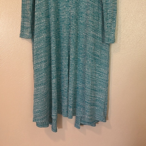 Lularoe Longline Cardigan Size Medium Heathered Teal Knit Front Pockets Cozy - Picture 4 of 10